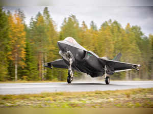 FILE PHOTO: An F-35A Lockheed Martin fighter jet lands on a motorway, in Tervo