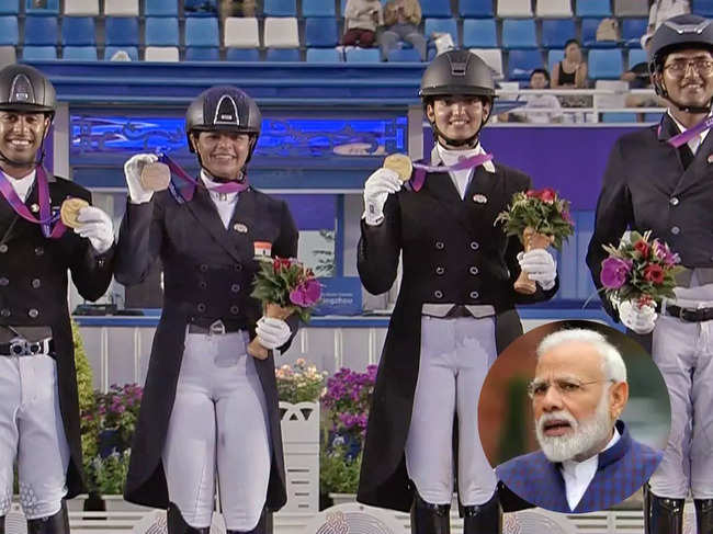 The Indian equestrian team at the 2023 Asian Games