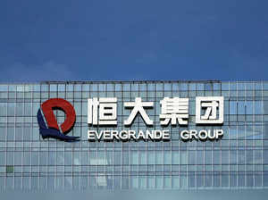 FILE PHOTO: The company logo is seen on the headquarters of China Evergrande Group in Shenzhen