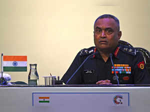 India's Chief of Army Staff General Manoj Pande attends a joint briefing with his US counterpart Randy George (not pictured) during the 13th Indo-Pacific Armies Chiefs’ Conference (IPACC) in New Delhi on September 26, 2023.