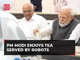 Gujarat: PM Modi enjoys cup of tea served by the robots at Science City, Ahmedabad