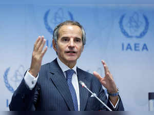 FILE PHOTO: IAEA Director General Grossi attends a press conference in Vienna