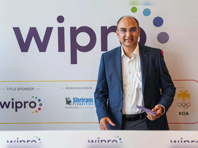 Bengaluru: Wipro Chief Financial Officer Jatin Dalal gestures during the announc...