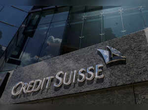 FILE PHOTO: The logo of Credit Suisse is seen outside its office building in Hong Kong