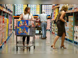 Customers shop at a Costco store on August 31, 2023 in Novato, California.