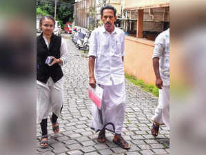Kochi: CPI(M) leader and vice-president of Kerala Bank M.K. Kannan arrives at th...