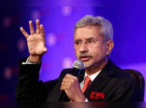 FILE PHOTO: India's Foreign Minister Subrahmanyam  Jaishankar gestures as he speaks at 'The Growth Net' summit in New Delhi