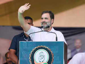 Shajapur: Congress leader Rahul Gandhi addresses during a public meeting, in Sha...