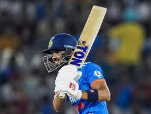 Mohali: Indian batter Ruturaj Gaikwad plays a shot during the first ODI cricket ...