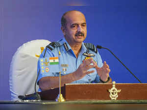 New Delhi: Chief of Air Staff Air Chief Marshal VR Chaudhari addresses a press c...
