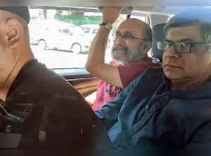 New Delhi, Oct 03 (ANI): Newsclick writer Paranjoy Guha Thakurta being taken to ...