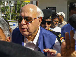 Jammu: National Conference President Farooq Abdullah arrive for an all-party mee...
