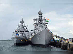 Singapore, Sep 21 (ANI): Indian Navy Ships INS Ranvijay and INS Kavaratti anchor...