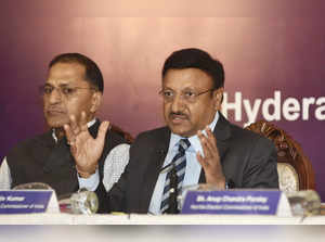 Hyderabad: Chief Election Commissioner of India Rajiv Kumar addresses the media ...