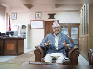 Nepal's Foreign Minister Narayan Prakash Saud talks to the Associated Press duri...