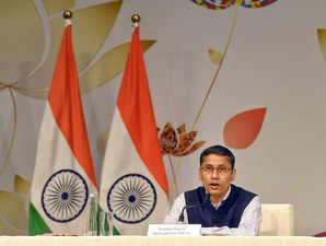 New Delhi, Sept 08 (ANI): MEA Spokesperson Arindam Bagchi addresses the media du...