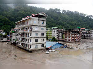 Gangtok: A flood affected locality at Singtam, in Gangtok district. At least eig...