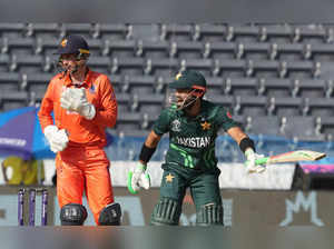 Hyderabad: Pakistan's Muhammad Rizwan in action during an ICC Men's Cricket Worl...