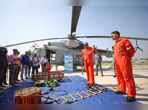 Jammu: India Air Force (IAF) officials during IAF’s display of weapon and machin...