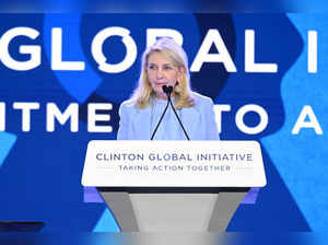 Catherine Russell speaks onstage during the Clinton Global Initiative September 2023 Meeting at New York Hilton Midtown on September 19, 2023 in New York City.
