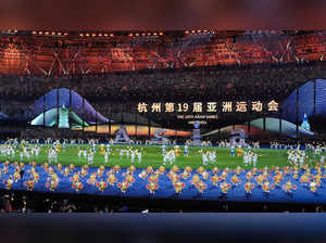 Hangzhou: Artists perform during the closing ceremony of the 19th Asian Games at...
