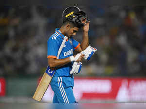 India's Shubman Gill walks back to the pavilion after his dismissal during the first one-day international (ODI) cricket match between India and Australia at the Punjab Cricket Association Stadium in Mohali on September 22, 2023.