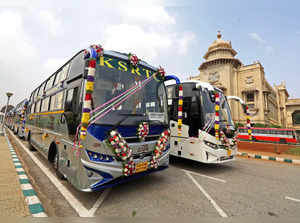 Bengaluru: Karnataka State Road Transport Corporation (KSRTC) buses at Vidhana S...
