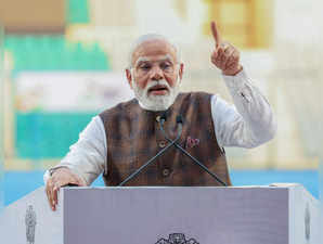 New Delhi, Oct 10 (ANI): Prime Minister Narendra Modi addresses the Indian athle...