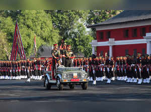 Dehradun: Army Chief General Manoj Pande reviews passing out parade at Indian Mi...