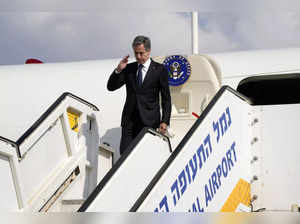 US Secretary of State Antony Blinken arrives at Israel's Ben Gurion Airport on October 12, 2023.