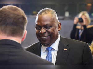 US Defence Secretary Lloyd Austin attends a NATO Council Defence Ministers Session, at the NATO's headquarters in Brussels, on October 12, 2023.