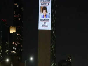 Images of Israeli hostages projected at UN headquarters in New York, demand release