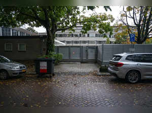 A photo shows the exterior of the Jewish school JSG Maimonides in Amsterdam, on October 13, 2023.