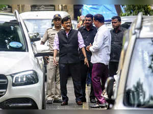 Mumbai: Shiv Sena (UBT) leader Sanjay Raut arrives to appear before a court in t...