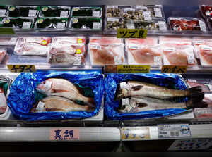 FILE PHOTO: A view of locally caught seafood at the Hamanoeki Fish Market and Food Court in Soma, Fukushima