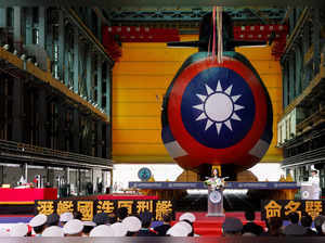FILE PHOTO: Launching ceremony of Taiwan's first domestically built submarine, in Kaohsiung