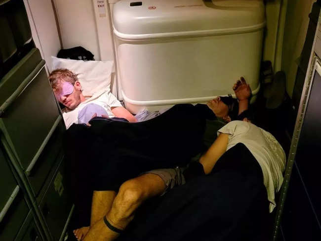Passengers slept near the cockpit, in business class, and in every corner of the plane