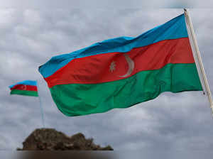 This photograph taken at the Lachin checkpoint, on September 26, 2023, shows an Azerbaijan flag.