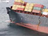 The stricken container ship Rena on the east coast of New Zealand