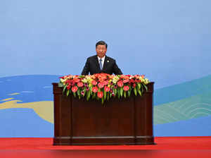 China's President Xi Jinping speaks during the opening ceremony of the third Belt and Road Forum for International Cooperation at the Great Hall of the People in Beijing on October 18, 2023.