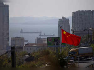 A Chinese flag flies on the building of the Chinese consulate in Vladivostok,