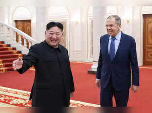 North Korean leader Kim Jong Un meets with Russian Foreign Minister Sergei Lavrov in Pyongyang