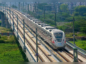 Ghaziabad: A RAPIDX train during a trial run on the Delhi-Meerut RRTS corridor, ...