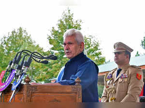 Baramulla, Oct 18 (ANI): Jammu and Kashmir Lieutenant Governor Manoj Sinha addre...