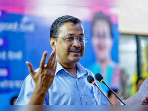 Delhi Chief Minister Arvind Kejriwal addresses the inau...