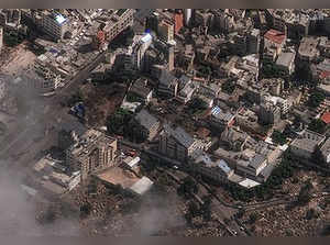 A satellite image shows Al-Ahli hospital in Gaza after the blast