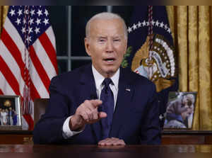President Joe Biden speaks from the Oval Office of the White House Thursday, Oct...