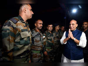 Tezpur: Defence Minister Rajnath Singh during his visit to Solmora Army Camp, in...