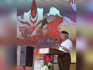 Nagpur: Rashtriya Swayamsevak Sangh (RSS) chief Mohan Bhagwat addresses during t...
