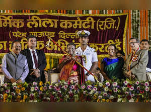New Delhi: President Droupadi Murmu during Dussehra celebrations, at Red Fort in...